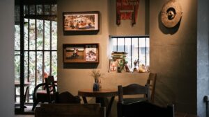 Cozy rustic coffee shop interior, a guide to the cost to open a coffee shop