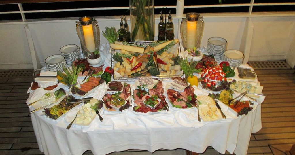 Catered buffet at an event