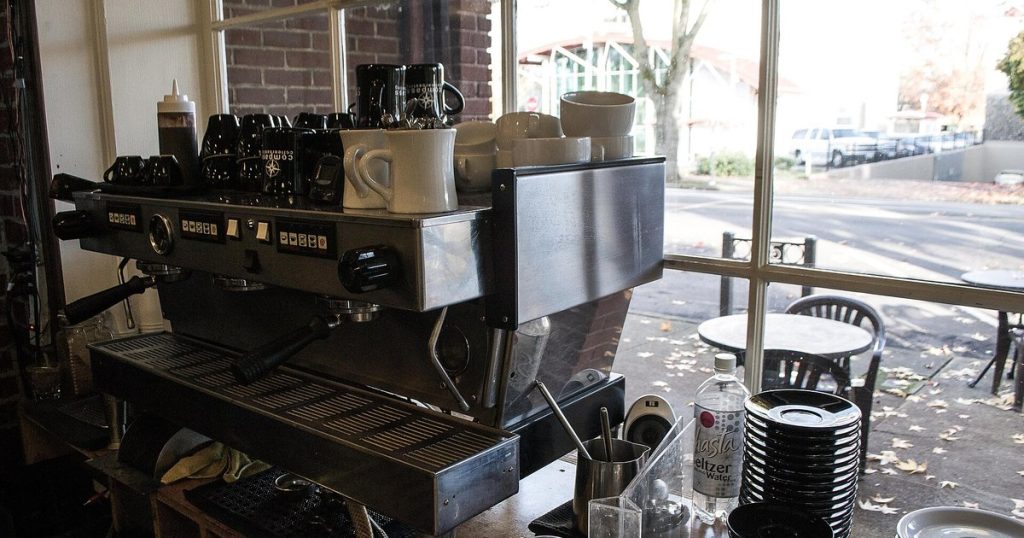 Coffee shop espresso machine on the bar