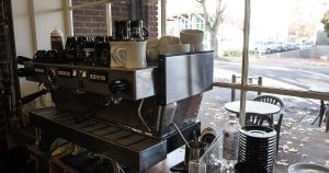 Coffee shop espresso machine on the bar