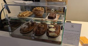 Coffee shop menu with coffee and pastries