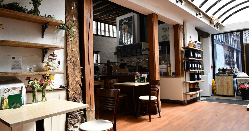 Coffee shop interior with counter and seating