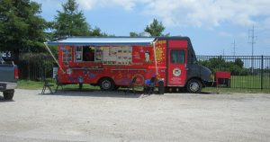 Food truck parked on a city street