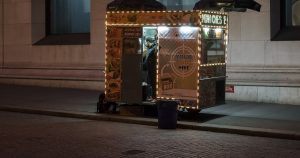 Food truck operating on a city street