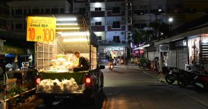 Food truck serving customers