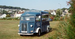 Mobile coffee cart business serving drinks